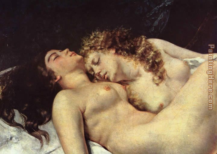 The Sleepers detail painting - Gustave Courbet The Sleepers detail art painting